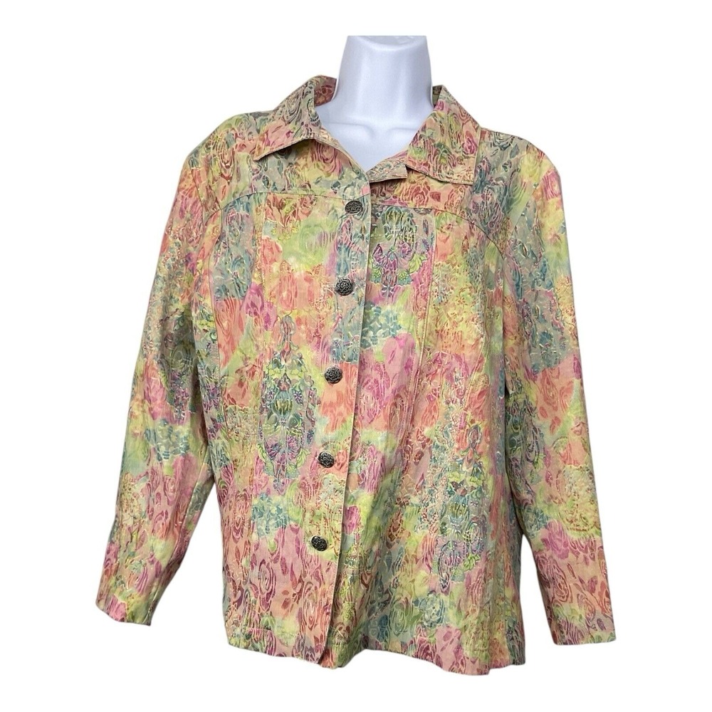 Womens Floral Tapestry Jacket Size L Cottagecore‎ Art to Wear Retro Coquette